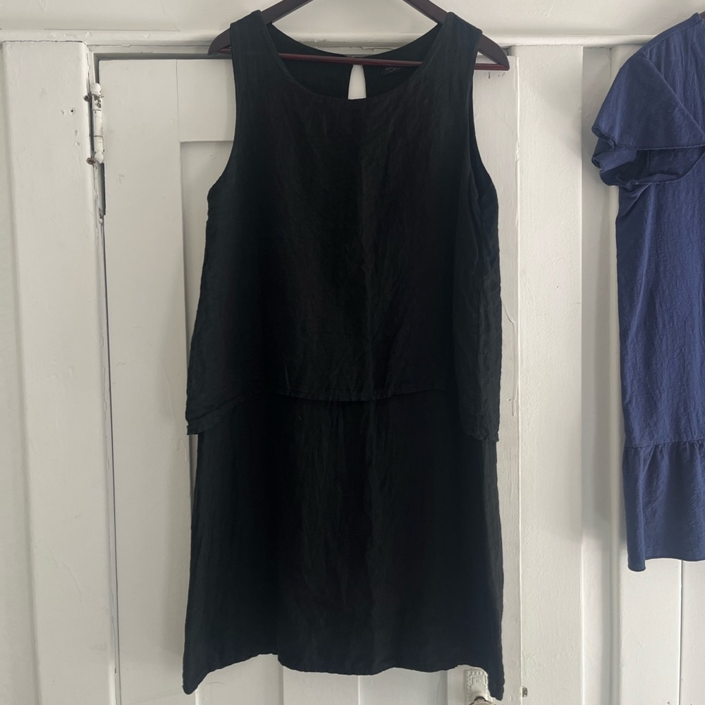 100% Linen Black Mini Dress from Italy